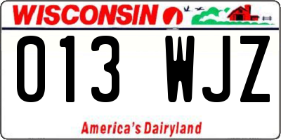 WI license plate 013WJZ