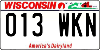 WI license plate 013WKN