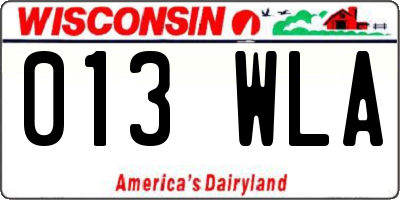 WI license plate 013WLA