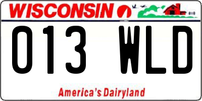WI license plate 013WLD