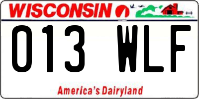 WI license plate 013WLF