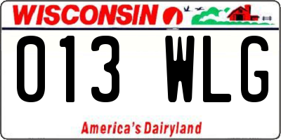 WI license plate 013WLG