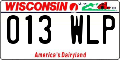 WI license plate 013WLP