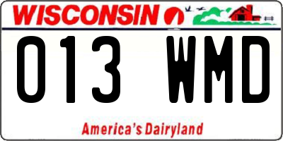 WI license plate 013WMD