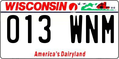 WI license plate 013WNM