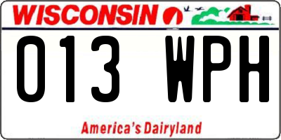 WI license plate 013WPH