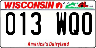 WI license plate 013WQO