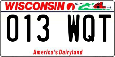 WI license plate 013WQT