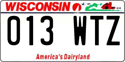 WI license plate 013WTZ