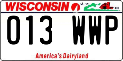 WI license plate 013WWP