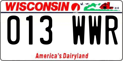 WI license plate 013WWR