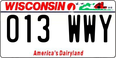 WI license plate 013WWY