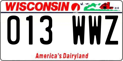 WI license plate 013WWZ