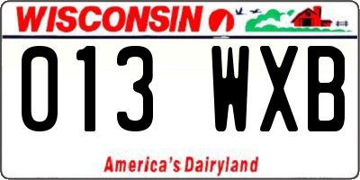 WI license plate 013WXB
