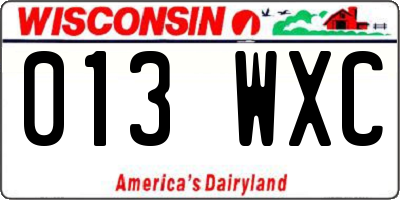 WI license plate 013WXC
