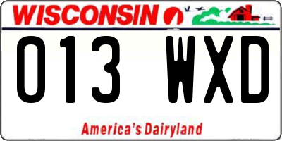 WI license plate 013WXD
