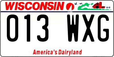 WI license plate 013WXG