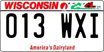WI license plate 013WXI