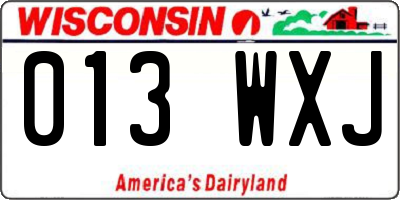 WI license plate 013WXJ