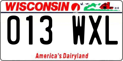 WI license plate 013WXL