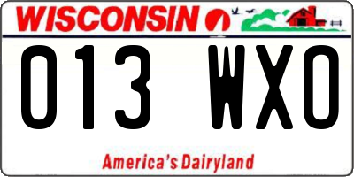 WI license plate 013WXO