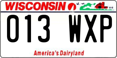 WI license plate 013WXP
