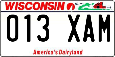 WI license plate 013XAM