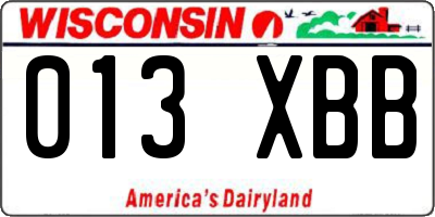 WI license plate 013XBB