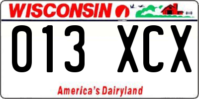 WI license plate 013XCX