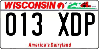 WI license plate 013XDP