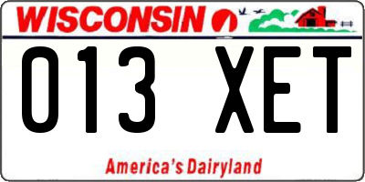WI license plate 013XET