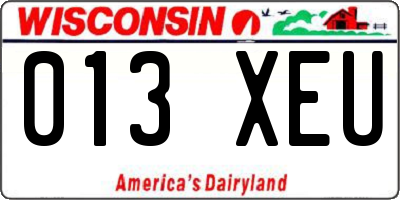 WI license plate 013XEU