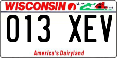 WI license plate 013XEV
