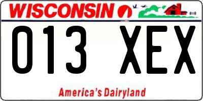 WI license plate 013XEX