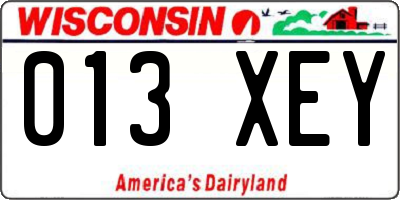 WI license plate 013XEY