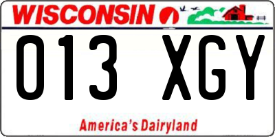 WI license plate 013XGY