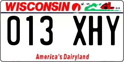 WI license plate 013XHY