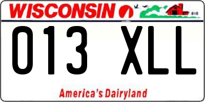 WI license plate 013XLL