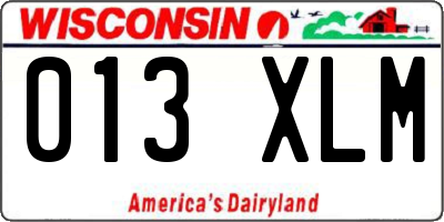 WI license plate 013XLM