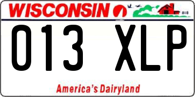 WI license plate 013XLP