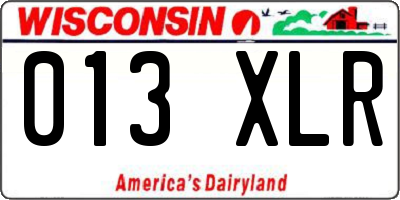 WI license plate 013XLR