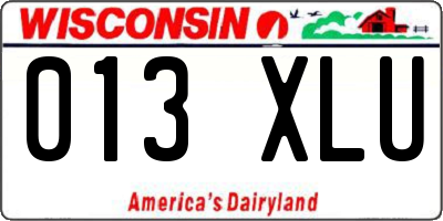 WI license plate 013XLU