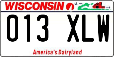 WI license plate 013XLW