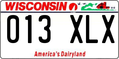 WI license plate 013XLX