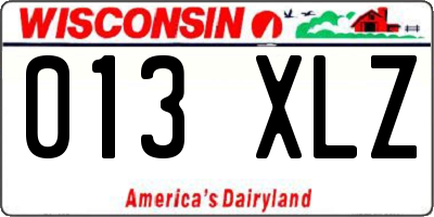 WI license plate 013XLZ