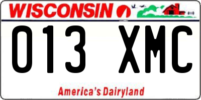 WI license plate 013XMC
