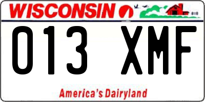 WI license plate 013XMF