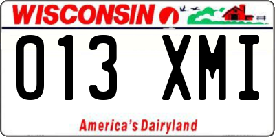 WI license plate 013XMI