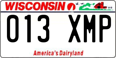 WI license plate 013XMP