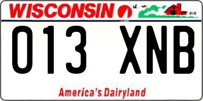 WI license plate 013XNB